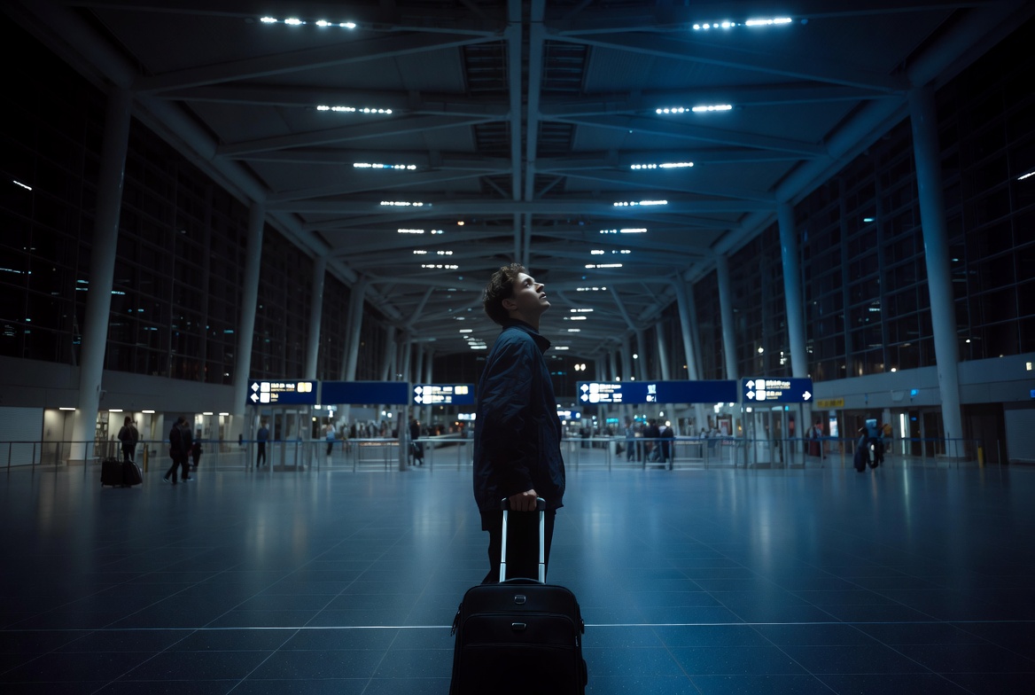 Voyageur cherchant son chemin dans un terminal